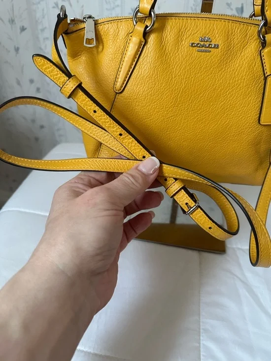 Coach Yellow Pebbled Leather Satchel - Picture 4 of 15